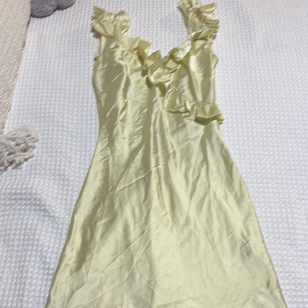 Shein Light Yellow Satin Dress